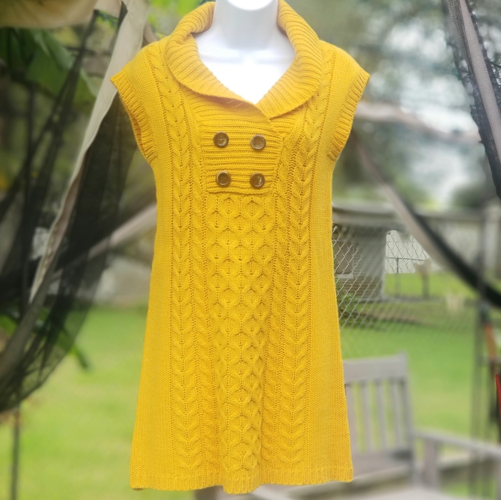J.J. Always Yellow Shawl Neck Sweater Dress Sz.Lg